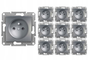 10x Schneider Asfora Gniazdo Pojedyncze 2p Z/u B/r Przesł. Stal Eph2800262