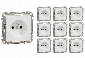 10x Sedna Design Gniazdo pojed z przesłonami białe SDD111011