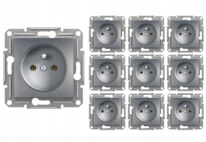 10x Schneider Asfora Gniazdo Bez Ramki 2p+pe Z/u Stal Eph2800162