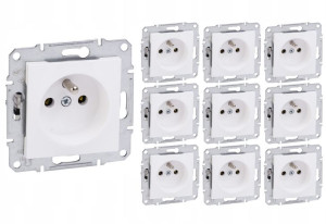 10x Schneider Asfora Gniazdo Bez Ramki 2p+pe Z/u Biały Eph2800721