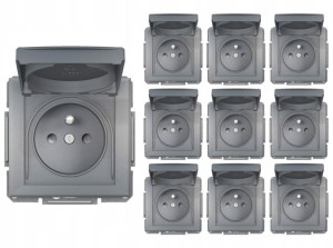 10x Schneider Asfora Gniazdo Do Systemu Ramk. 2p+pe Ip44 Stal Eph2800662