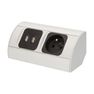 Gniazdo pojedyncze z uziemieniem i 2xUSB aluminium
