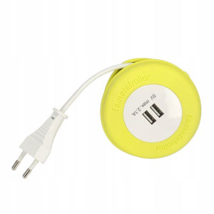 Famatel Przedlużacz Rozwijany Roller 2xusb Przewód 2m 2957
