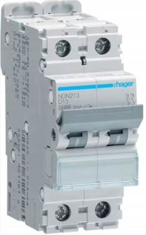 Hager Wyłącznik Nadprądowy 2p D 13a 10ka Ndn213