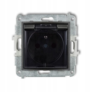 KARLIK MINI GNIAZDO POJEDYNCZE Z/U IP44 GRAFIT 11MGPB-1zdp (klapka dymna)