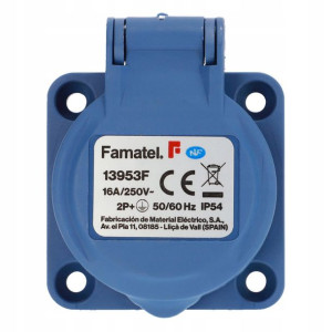Famatel Gniazdo Tablicowe 1f 16a 3p 230v Ip54 13953f