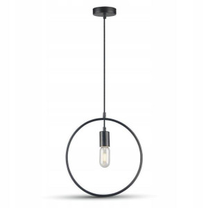 V-tac Lampa Wisząca Okrągła Koło Czarny Mat E27