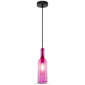 V-TAC LAMPA WISZĄCA BUTELKA ciemny róż E14 SZKŁO