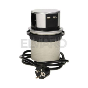 Gniazdo w blat 3x250V z przewodem 1,5m i ładowarką USB