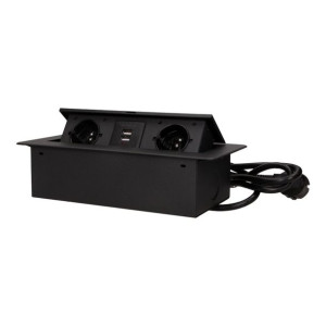 Gniazda w blat 2x2P+Z 2xUSB czarne OR-AE-13126/B