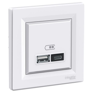 Gniazdo ładowania USB A+C 2,4A biały ASFORA