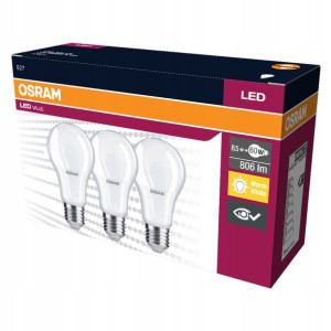 Zestaw 3x Żarówka Led E27 8,5w 2700k 806lm Osram Ledvance 4058075385641