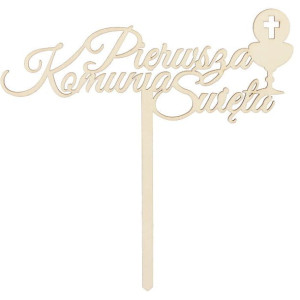 Drewniany Topper Pierwsza Komunia Święta 17cm