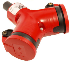 Rozgałęźnik podwójny 2P+Z czerwony PC-ABS IP44 2421200-r