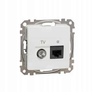 Schneider Design Gniazdo Rj45 Kat.6 + Tv Białe