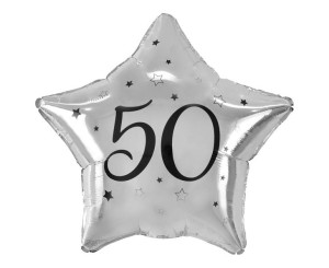 Balon 18" Liczba 50 Gwiazda Srebrna
