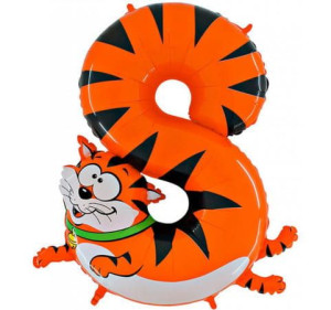 Balon 16" Cyfra 8 Zwierzątka Kot 40cm