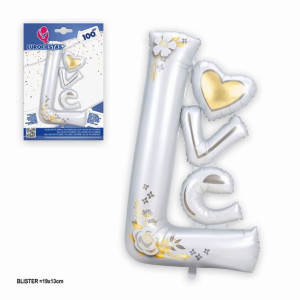 Balon Love Biało Złoty 100cm