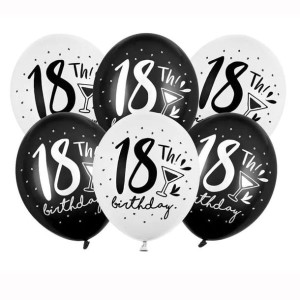 Balony 30cm 18th! Birthday Mix6szt