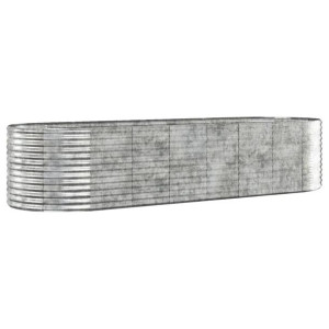 Donica ogrodowa, malowana proszkowo stal 322x100x68 cm, srebrna