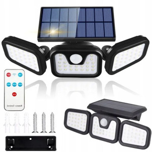 Lampa Solarna Uliczna 74 Led Czujnik Ruchu Zewnętrzna +gratis