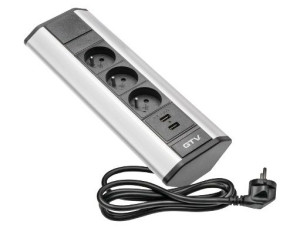 Przedłużacz Biurkowy Kątowy 3x Gniazdo Z Uziemieniem, 2xusb 2.1a 5v