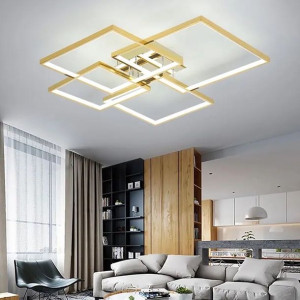 Lampa Sufitowa Plafon Nowoczesny Złoty Led Pilot