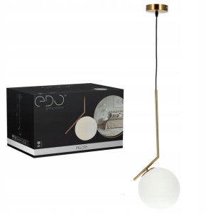 Lampa Sufitowa Wisząca Glamour Kula Gold Biała E27
