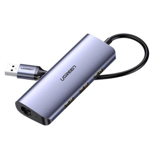 Adapter Hub Ugreen, Usb-C Do 3Xusb 3.0A, 1X Rj45 (Szary)