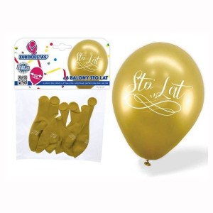Balony Na Urodziny Sto Lat Złote 25cm (6szt)