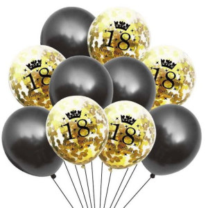 Balony Na Osiemnastkę 18-ste Urodziny Czarne 10szt