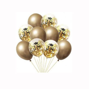 Balony Na Osiemnastkę 18-ste Urodziny Złote 10szt