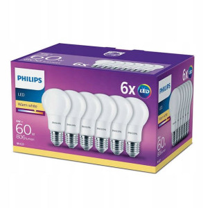 Zestaw 6x Żarówka Led 8w =60w Ww E27 Philips