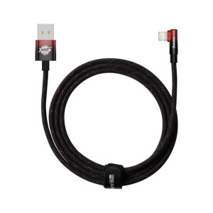 Kątowy Kabel Przewód Z Bocznym Wtykiem Usb/lightning 2m 2.4a Czerwony