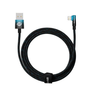 Kątowy Kabel Przewód Z Bocznym Wtykiem Usb/lightning 2m 2.4a Niebieski