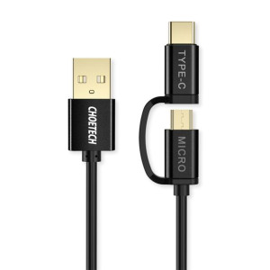 Kabel Przewód Usb - Usb Typ C / Micro Usb 1,2m 3a Czarny