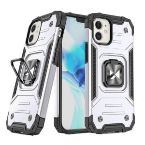 Etui Iphone 14 Pancerny Pokrowiec Uchwyt Magnetyczny Ring Srebrne
