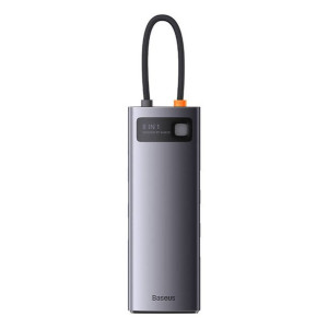 Hub 8W1 Baseus Metal Gleam Series, Usb-C Do 3X Usb 3.0 + 2X Hdmi + Usb-C Pd