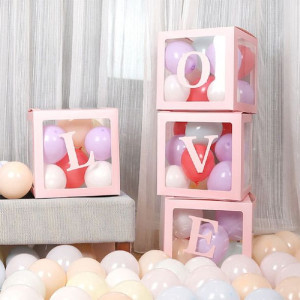 Zestaw Pudełek Baby Love Na Balony 4szt Różowe