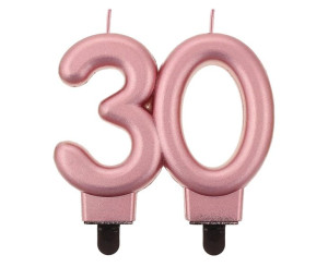 Świeczka Liczba 30 Urodziny Metalik Różowo Złota 8cm