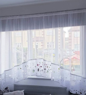 Firana Cyrkonie 400x120 Wycinane Laserowo Koła Łuk