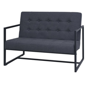 2-osobowa sofa z podłokietnikami, stal i tkanina, ciemnoszara