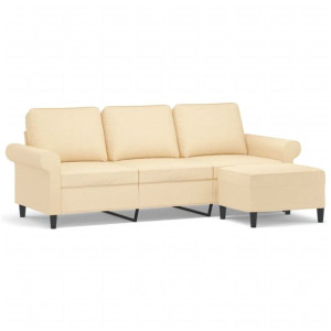 Sofa 3-osobowa, kremowa, 180 cm, tapicerowana tkaniną