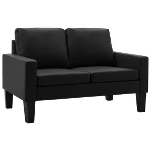 2-osobowa sofa, czarna, sztuczna skóra