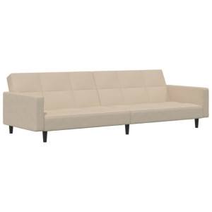 2-osobowa sofa rozkładana, kremowa, obita mikrofibrą