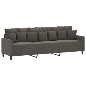Sofa 3-osobowa, ciemnoszara, 210 cm, obita aksamitem