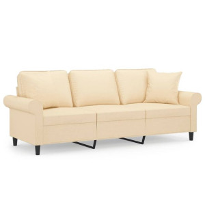3-osobowa sofa wypoczynkowa z poduszkami, kremowa, 180 cm