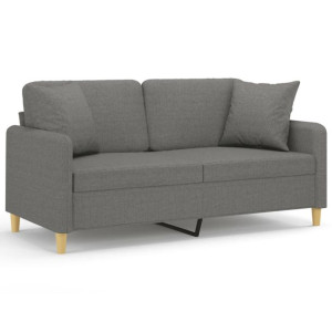 2-osobowa sofa wypoczynkowa z poduszkami, ciemnoszara, 140 cm