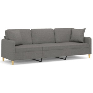 3-osobowa sofa wypoczynkowa z poduszkami, ciemnoszara, 210 cm