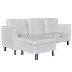 Sofa 3-osobowa, skóra syntetyczna, biała